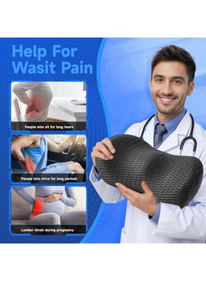 وسادة دعم القطنية من الميموري فوم لكرسي المكتب والسيارة، مسند ظهر مريح مانع للانزلاق للكنب والسرير والكراسي، تصميم طبي لتخفيف آلام الظهر - Image 4